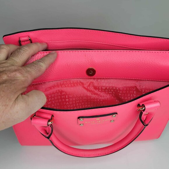 Kate Spade Bright Pink Leather Handbag and Matching Leather Purse NEAR MINT! - Picture 8 of 16